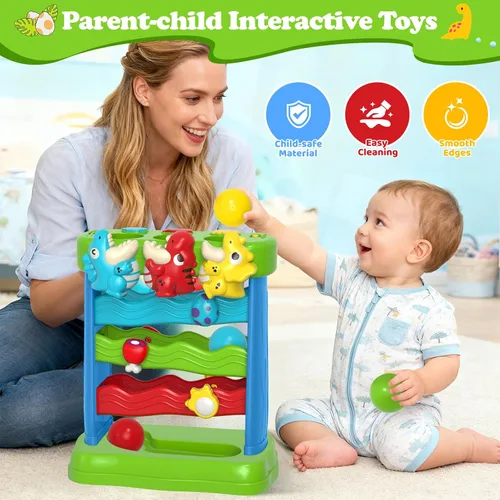 Vista 6 de AuroTops Juguetes para niños pequeños de 1, 2, 3 años, niños y niñas, juguete musical para niños de 12 a 18 meses, juguetes Montessori interactivos