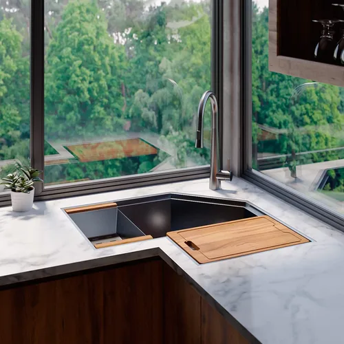 Vista 6 de Strictly Sinks Fregadero de Cocina Esquinero de 30 Pulgadas Bajo Encimera – Fregadero Mariposa Bajo Encimera de Acero Inoxidable Calibre 16