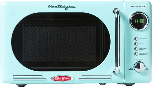 Vista 41 de Nostalgia Horno microondas para encimera con interior fácil de limpiar, microondas retro con pantalla LED y bloqueo para niños, horno compacto