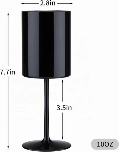 Vista 6 de Paquete de 12 copas de vino de plástico de 10 onzas, grandes y reutilizables, copas de champán vintage con tallo, vasos acrílicos inastillables