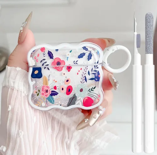 Vista 19 de Linda funda transparente para AirPods de 3ª generación, color verde, diseño de lazo femenino, TPU suave, a prueba de golpes, Kawaii Airpods