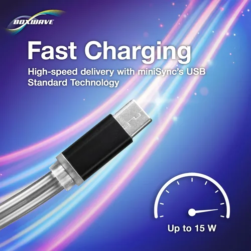 Vista 6 de BoxWave Cable compatible con Trezor One - miniSync, cable de sincronización portátil retráctil