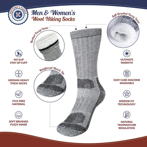 Vista 3 de Calcetines de lana para hombre y mujer, calcetines térmicos y acogedores para botas de invierno