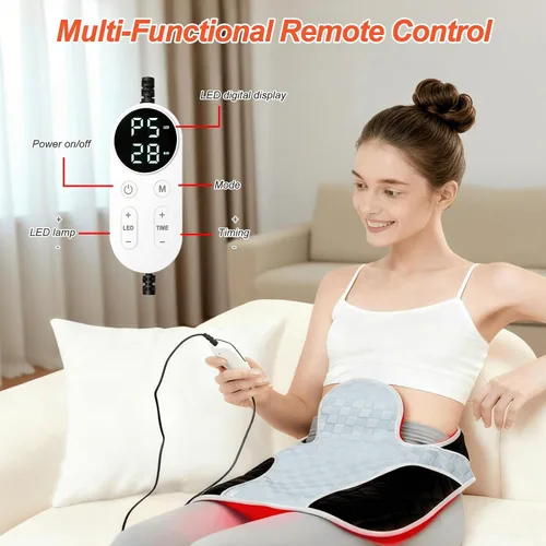 Vista 6 de Terapia de luz roja para cuello y hombros 3-en-1 con perla LED de 660nm y 850nm, cinturón de terapia de luz infrarroja para cuello, cintura