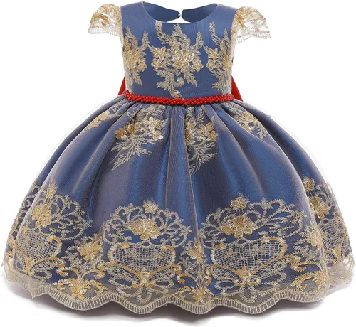 Vista 2 de NNJXD Vestido de princesa para bebé, con flores, para cumpleaños, bodas, fiestas
