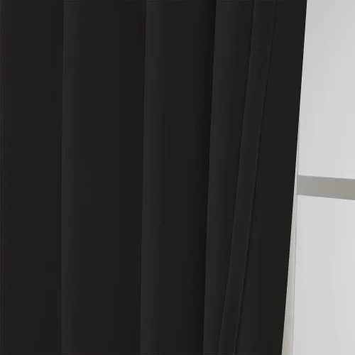 Vista 4 de Inherent Fire Retardant Blackout Curtains, Grommet Top, NFPA 701 Certified Flame Resistant Drape, FR Window Curtains for Classroom, 2 Panels, Black