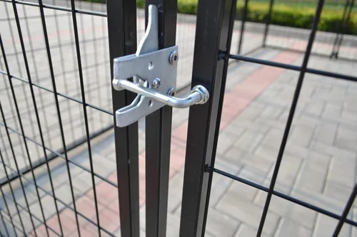 Vista 6 de Nueva Perrera modular para perros, panel de acero soldado resistente, cubierta para mascotas, 5 pies de ancho x 10 pies de largo x 5.5 pies de alto