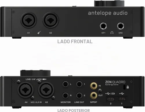Vista 2 de Interfaz de podcast y grabación Antelope Audio Zen Quadro USB-C — 4 preamplificadores de micrófono de grado de estudio discretos, conversión