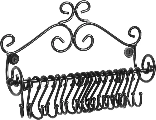 Vista 6 de Estante Montado en la pared diseño de espirales de metal negros de almacenamiento de cosméticos c/20 Collares para colgar – MyGift