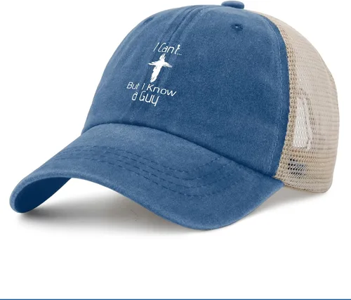 Vista 2 de Sombrero divertido con texto en inglés "I Can't But I Know A Guy Trucker Hat Men Vintage Mesh Cap for Summer
