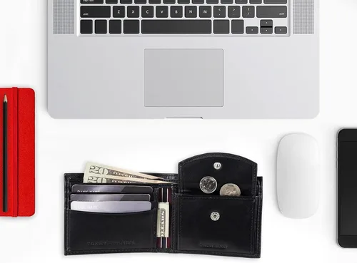 Vista 6 de Tommy Hilfiger Billetera plegable clásica para hombre con ventana de identificación y múltiples ranuras para tarjetas