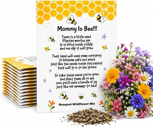Vista 8 de CHOOBLY Recuerdos de baby shower de niño para invitados 20 paquetes de semillas de flores silvestres Prellenados Mezcla de semillas de ramo
