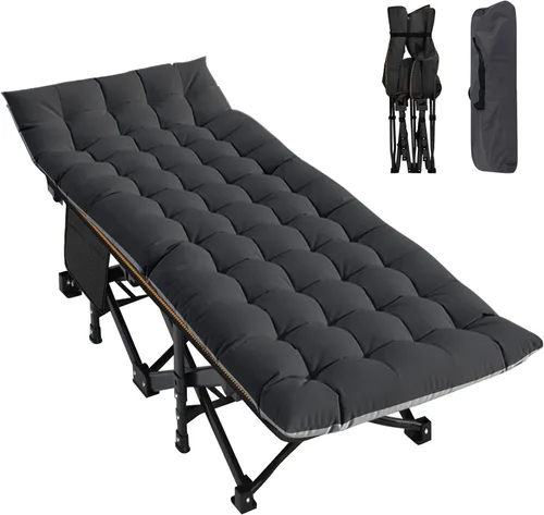 Vista 20 de NAIZEA Catres plegables para adultos, catre plegable con colchón, cama plegable para camping, catre militar portátil, catres de dormir Oxford