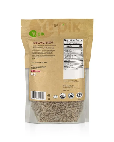 Vista 2 de Yupik Semillas de girasol orgánicas, sin cáscara, 2.2 libras (35.2 onzas), sin OGM, veganas, sin gluten, kosher, semillas crudas, sin sal, sin