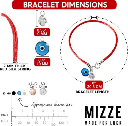 Vista 4 de Turkish Blue Evil Eye & Hamsa Hand Bracelet - Men's Red String - Lucky Protection & Friendship Jewelry - Gift for Men, Dad, Husband, Brother