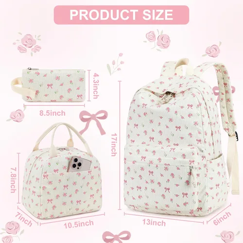 Vista 2 de BTOOP Mochilas escolares para adolescentes y niñas, mochila ligera para niños, juego de bolsas escolares con lonchera y estuche para lápices