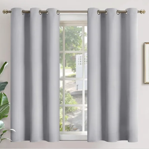 Vista 62 de YoungsTex - Cortinas blackout cortas, aislamiento térmico, ojales, oscurecen la habitación, privacidad, para cámper, sótano, cocina y baño, 2 Gris