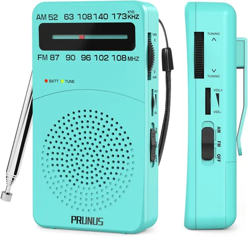 Vista 10 de PRUNUS J-166 - Radio portátil AM FM, Regalos para papá y mamá, Radio operada con pilas con luz de sintonización, clip trasero, excelente recepción