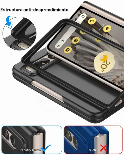 Vista 5 de Foluu Funda para Google Pixel Fold 2023, ultrafina y delgada de PC mate con agarre antideslizante, cubierta protectora completa de protección