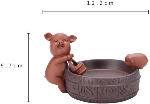 Vista 5 de Purple Clay Boutique - Juego de té para mascotas, ceremonia de té de pescado, cerámica que atrae dinero, lindo bonsái de carne, plantas en maceta