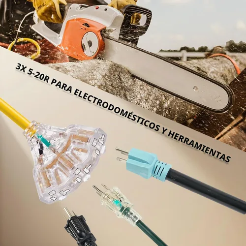 Vista 6 de Adaptador de potencia RV de 30 amperios a 110 V y 20 amperios, NEMA TT-30P macho a divisor de 3x5-15R/20R tomas de corriente domésticas