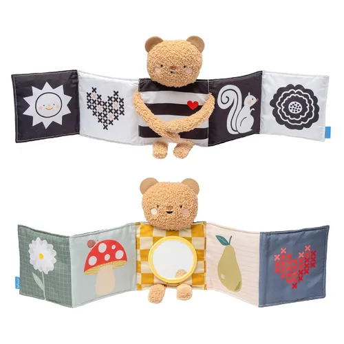Vista 10 de Taf Toys Libro de actividades suaves para recién nacidos, libro para bebés de alto contraste en blanco y negro, juguetes sensoriales para bebés