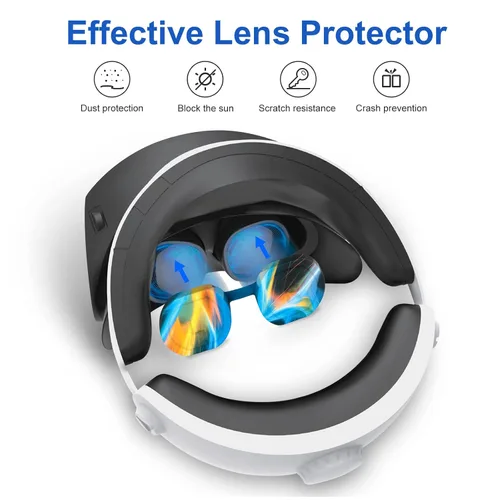 Vista 2 de Protector de lente compatible con PSVR2, cubierta de lente compatible con lentes PS VR 2, silicona suave, lavable, a prueba de polvo, antiarañazos