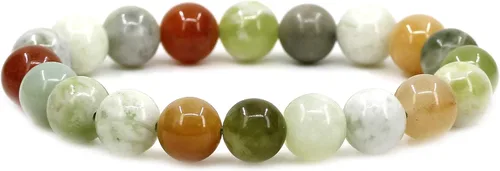 Vista 16 de Amandastone Pulsera elástica de cuentas redondas de 0.394 in con piedras preciosas naturales de 7 pulgadas Bloodstone africano