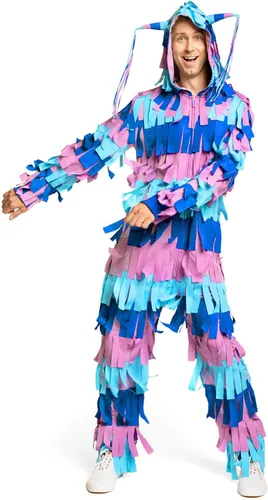 Vista 5 de Tipsy Elves Mono de piñata para hombre, disfraz de Halloween para adultos Piñata multicolor