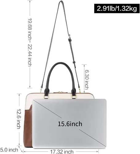 Vista 3 de CLUCI Maletín de cuero para mujer 15.6 pulgadas portátil de negocios vintage delgado bolso de hombro de las señoras
