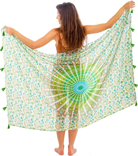 Vista 23 de Boho Chic Pareo - Pareo Mandala - Cubre Traje de Baño Bikini - Vestido de Playa - Envoltura