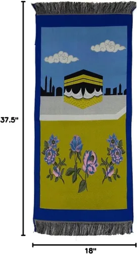 Vista 2 de Modefa Alfombra de oración islámica turca, alfombra delgada de oración para niños y niñas, tapete de oración musulmana tamaño pequeño para niños