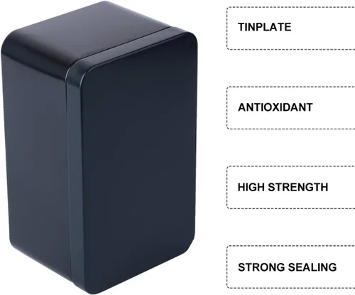 Vista 6 de DOITOOL Caja rectangular de almacenamiento de té de hojalata de 5.11 x 3.14 x 2.55 pulgadas, contenedor portátil de metal pequeño para hojas de té