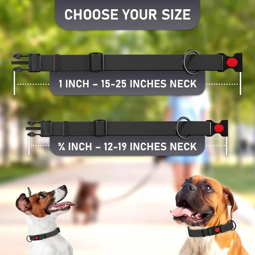 Vista 5 de Collar de perro ajustable con código QR identificación adjunta, fabricado en Estados Unidos, collar de perro resistente al agua con hebilla