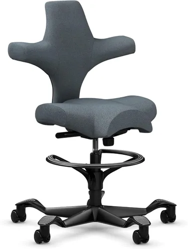 Vista 78 de HAG Capisco Sit to Stand - Silla de pie con marco blanco, tapizado, color rosa rubor Pink Blush