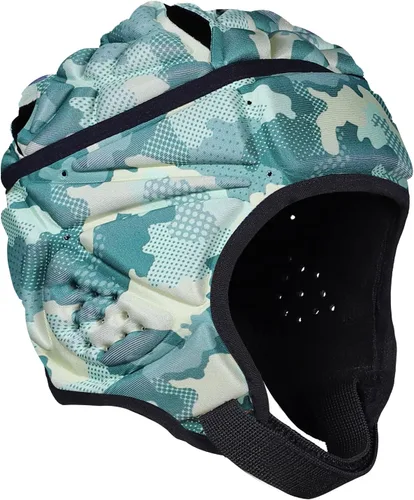 Vista 3 de Casco suave con bandera de rugby, casco de fútbol 7 en 7, protector de cabeza acolchado, protector de cabeza ajustable, protector de cabeza