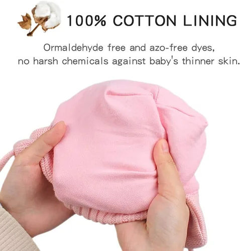 Vista 4 de JANGANNSA Lindo gorro de punto para niños y niñas, gorro de invierno cálido con orejera, gorro para bebé