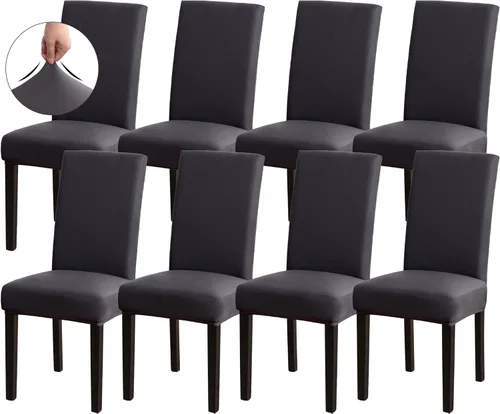 Vista 104 de Sufdari Juego de 2 fundas para sillas de comedor, fundas para sillas de cocina, fundas para sillas Parsons, protectores de sillas de elastano