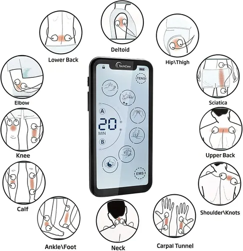 Vista 5 de Estimulador muscular Unidad de decenas de 24 modos Pantalla táctil EMS Pulso Masajeador Máquina Dispositivo Cuello Espalda Pierna Hombro Alivio