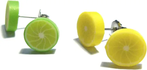 Vista 6 de Lemon and Lime Stud Earrings - Tiny Food Jewelry