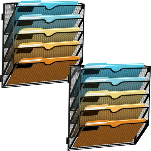 Vista 18 de SUPEASY Organizador de Archivos de Pared de Malla para Oficina, Soporte de Correo Colgante, Organizador de Pared para Revistas para Oficina Negro