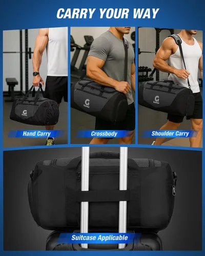 Vista 7 de Gonex Bolsa de lona para gimnasio con compartimento para zapatos, bolsillo húmedo, bolsa deportiva de gran capacidad para hombres y mujeres, bolsa