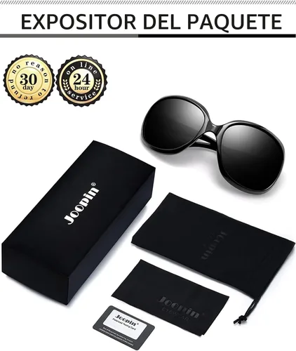 Vista 6 de Joopin - Gafas de sol polarizadas grandes y modernas para mujer, lentes de sol de conducción, UV protectoras, grandes B01-negro/Negro