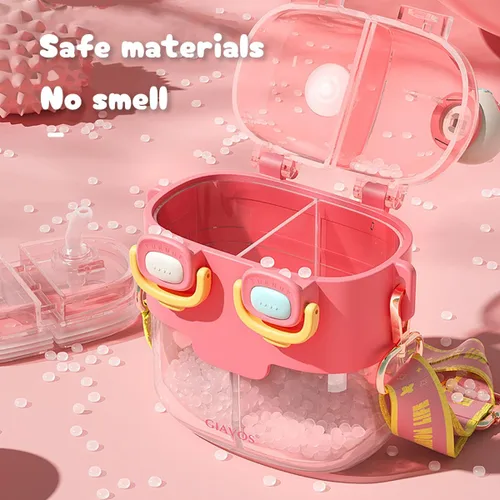Vista 7 de Two Drink - Botella de agua para niños con pajilla, bonita estética, de gran capacidad, taza de dos capas para niñas, estudiantes, niños, escuela