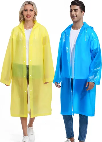 Vista 109 de 2 abrigos de lluvia de Borogo para adultos, chaquetas de lluvia reutilizables para hombres y mujeres