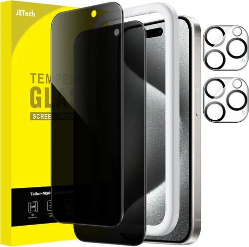 Vista 16 de JETech Protector de pantalla de privacidad para iPhone 11 de 6.1 pulgadas con protector de lente de cámara, película de vidrio templado antiespía