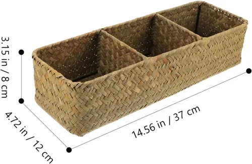 Vista 6 de FOMIYES Caja de almacenamiento tejida de 3 piezas, organizador tejido para el hogar, organizador de artículos diversos para el hogar, organizador