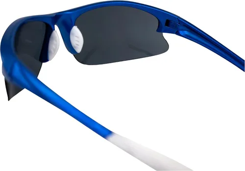 Vista 5 de AlterImage Scout Wraparound - Lentes de sol retro para deportes y motocicleta para hombres o mujeres, montura azul sin montura con puntas de goma