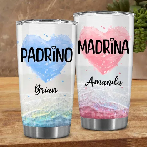 Vista 2 de WHIDOBE Juego de vasos personalizados para padrinos, copa Padrino y Madrina, idea de regalo para padrinos, Quieren Ser Mis Padrinos De Bautizo