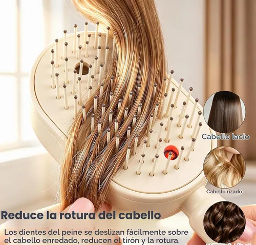 Vista 7 de Cepillo de masaje eléctrico 5 en 1 con cojín de aire de niebla, peine de cuidado del cabello antienredos autolimpiante, refuerzo de brillo